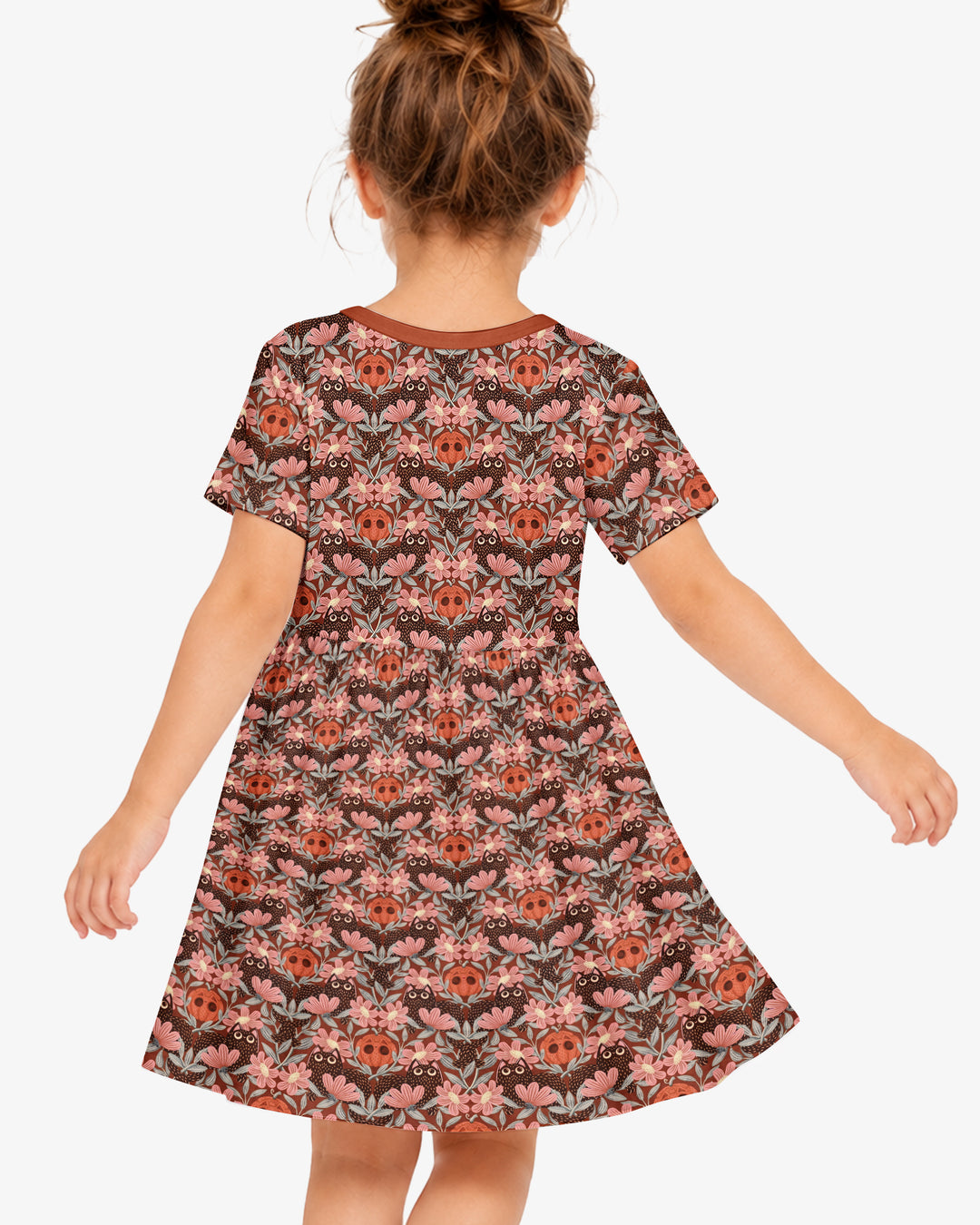 Spooky Owl Pumpkin Folk Floral Halloween Bamboo Twirl Dress