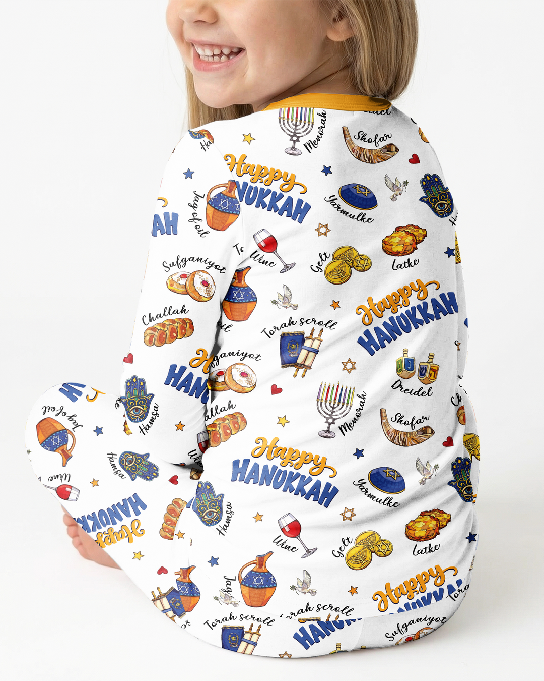 Tis The Season Hanukkah Bamboo Two Piece Long Sleeve Pajama Set
