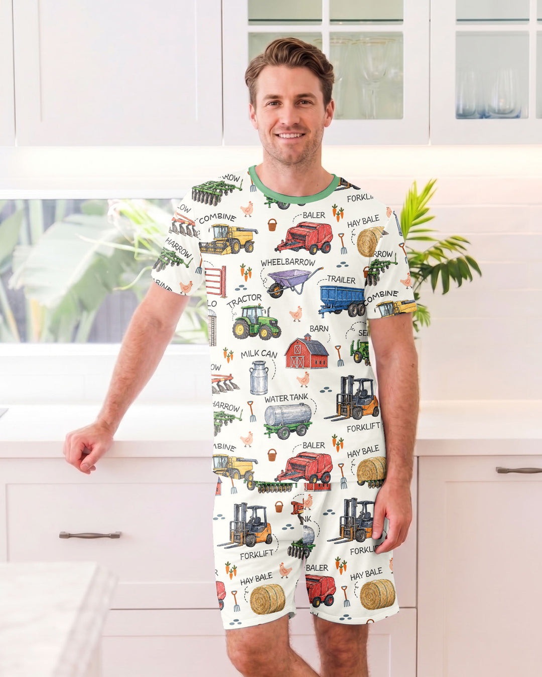 Little Farmer Bamboo Men Short Sleeve Short Pajama Set