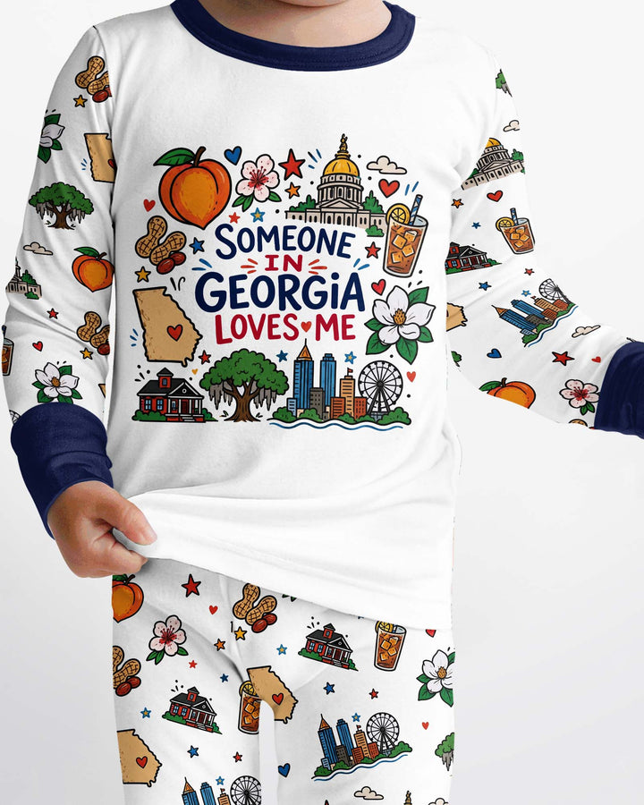 Someone in Georgia Loves Me Bamboo Two Piece Long Sleeve Pajama Set