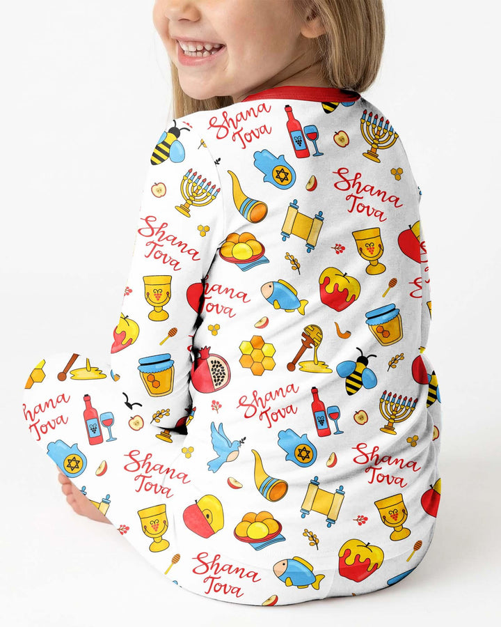 Zweiteiliges Langarm-Pyjama-Set mit Sommerfrüchten