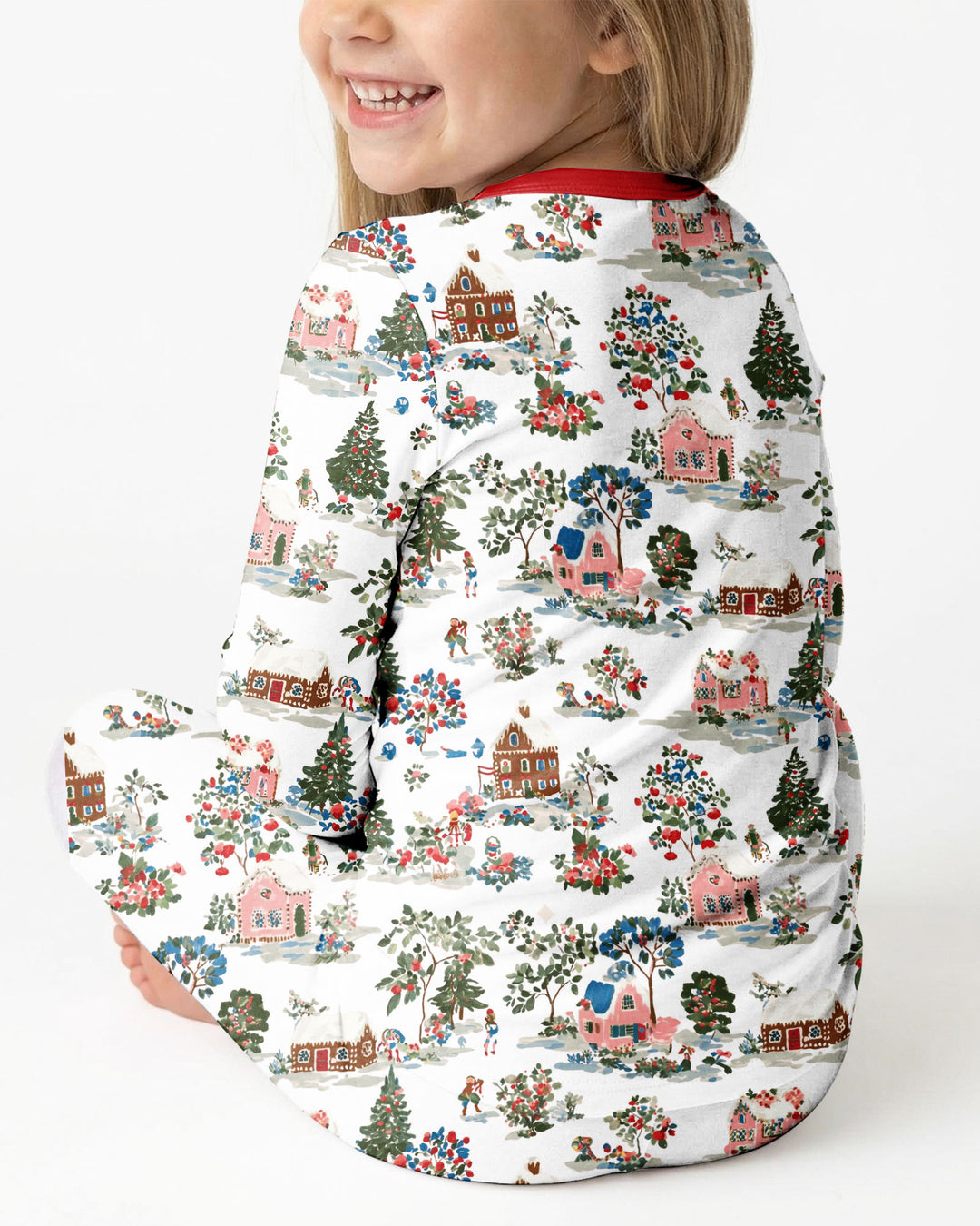 Christmas Village Winter Holiday Bamboo Two Piece Long Sleeve Pajama Set
