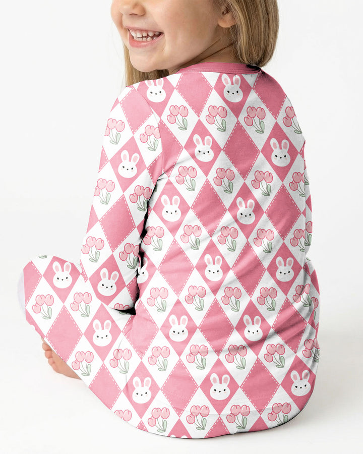 Custom Name When I Wake Up Bunny Birthday Bamboo Two Piece Long Sleeve Pajama Set