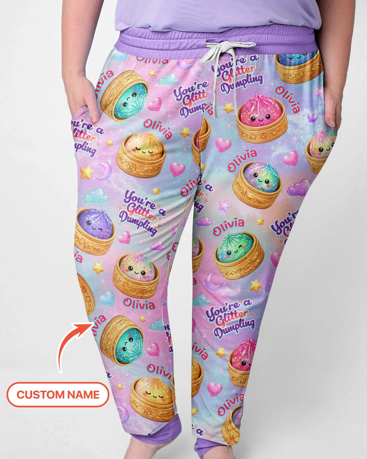 Custom Name You're A Glitter Dumpling Bamboo Women Pajama Set