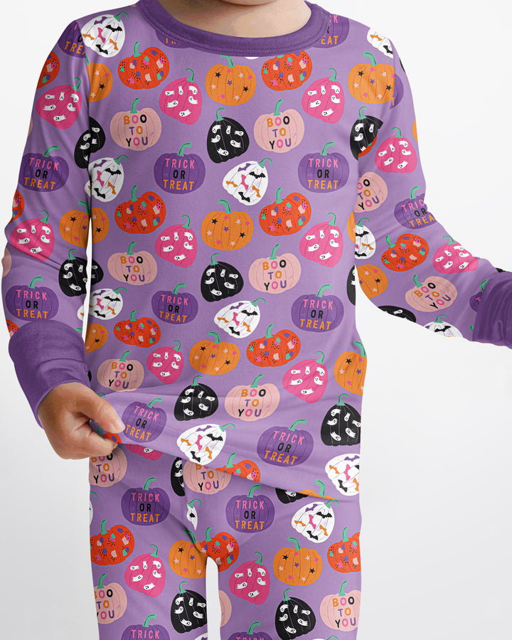 Boo Pumpkin Season Bamboo Two Piece Long Sleeve Pajama Set