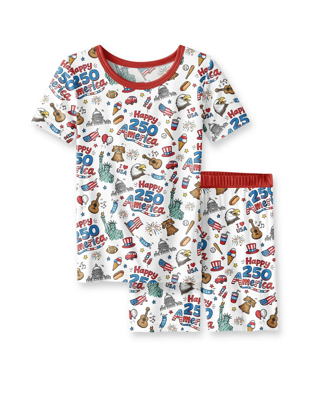 Template Zweiteiliges Pyjama-Set mit kurzen Ärmeln und Shorts