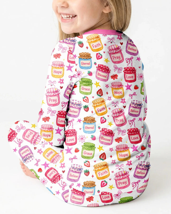 Zweiteiliges Langarm-Pyjama-Set mit Sommerfrüchten