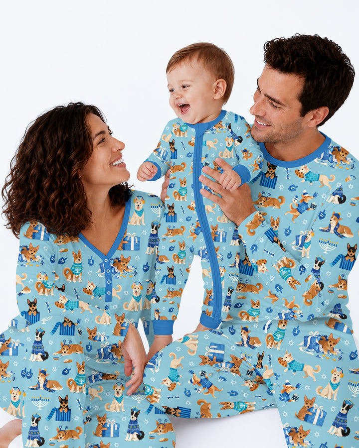 Hannukkah Protected by A Canaan Dog Bamboo Men's Pajama Set