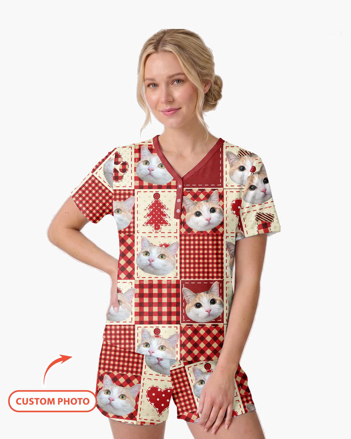 Christmas Ugly Pet Bamboo Women Short Sleeve Short Pajama Set