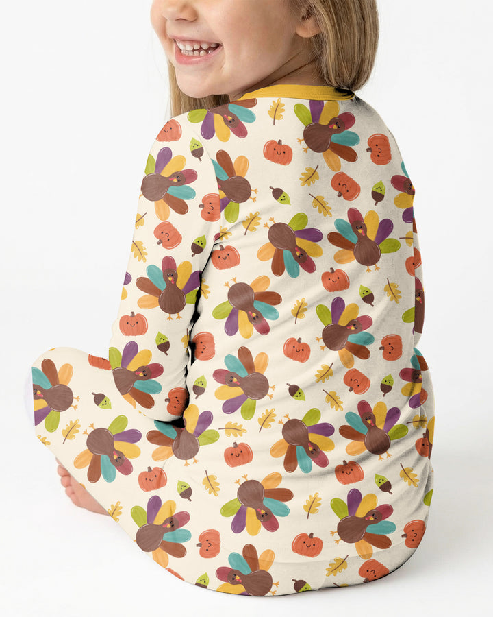 Thankful Turkey Days Bamboo Two Piece Long Sleeve Pajama Set