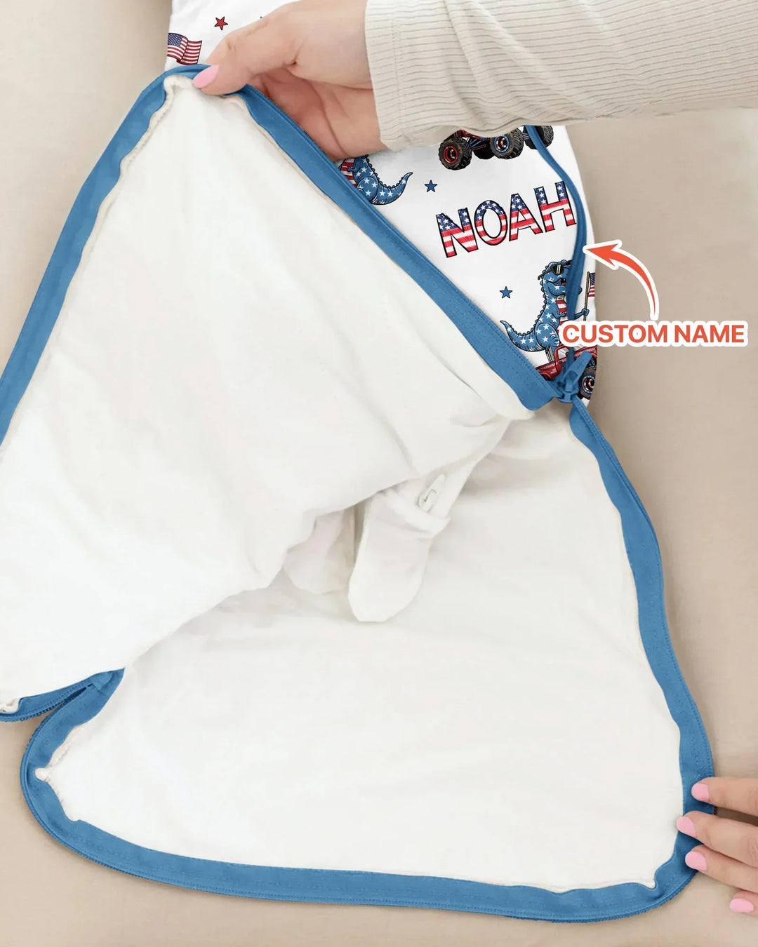 Schlafsack aus Bambus-Musselin – personalisierbar