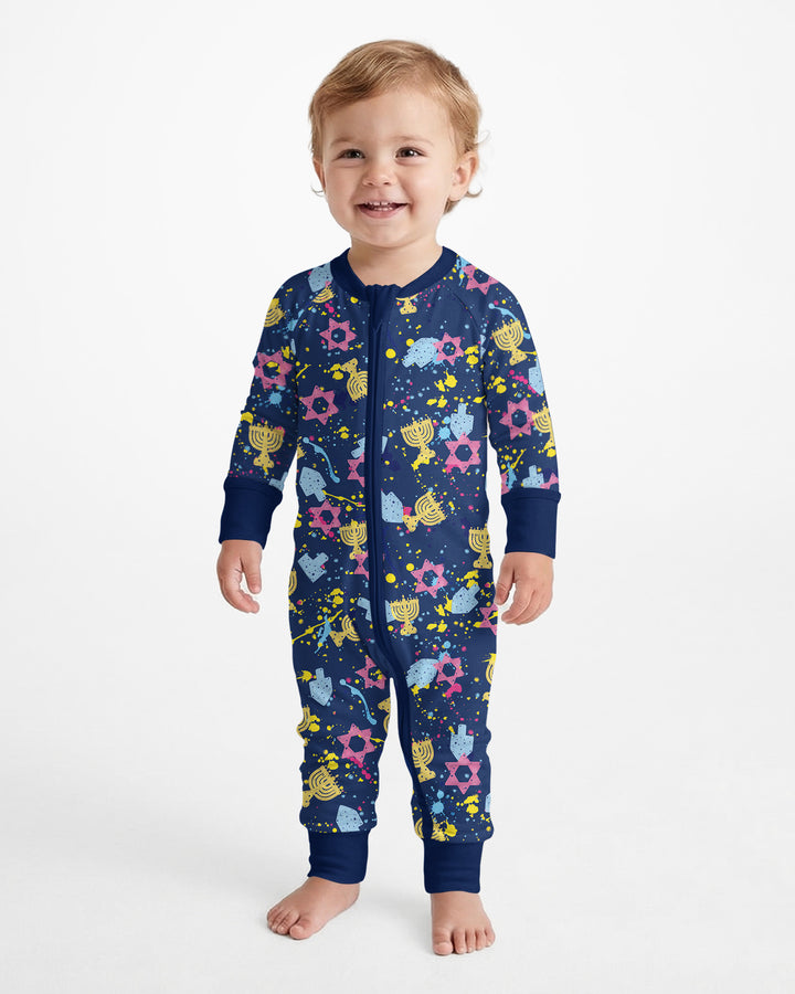 Hanukkah Family Splatter Paint  Bamboo Convertible Zippy