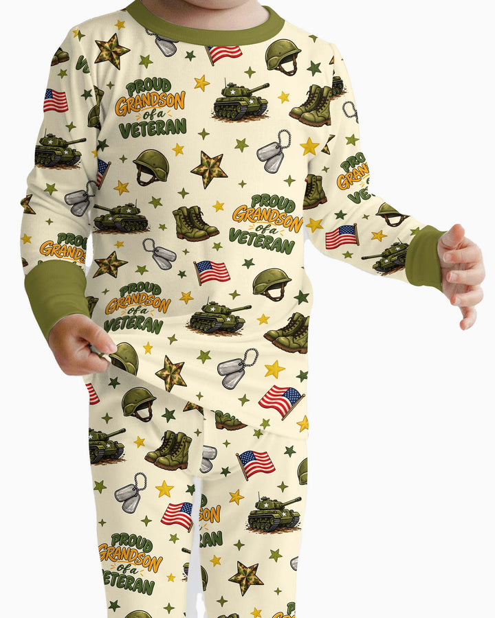 Proud Grandchild Of A Veteran Bamboo Two Piece Long Sleeve Pajama Set