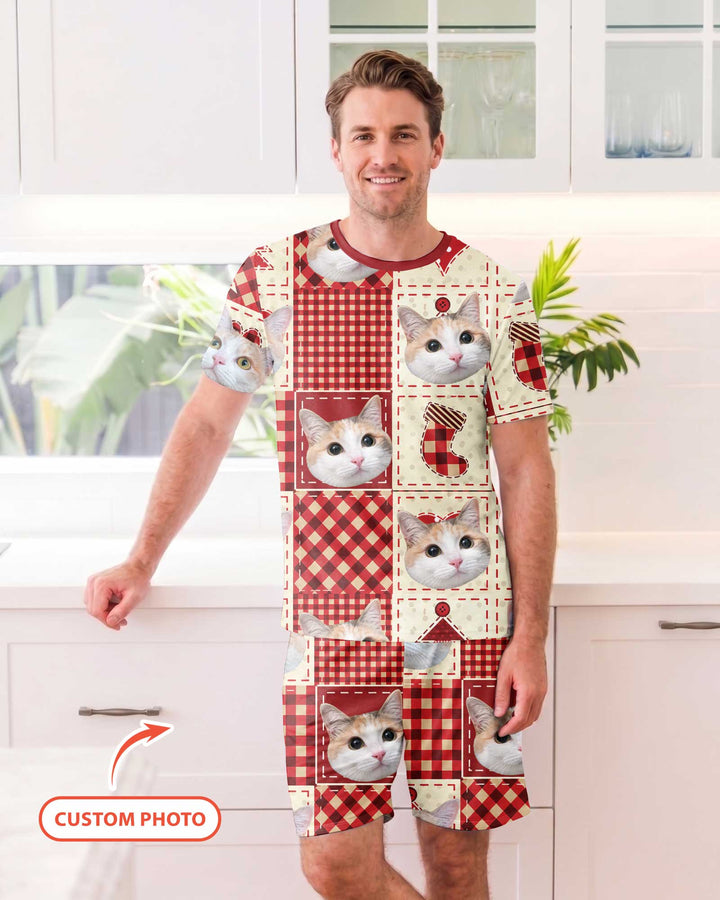 Christmas Ugly Pet Bamboo Men Short Sleeve Short Pajama Set