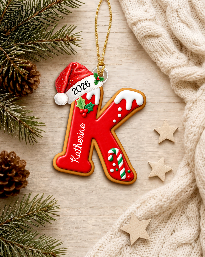 Personalized Gingerbread Letter Acrylic Ornament