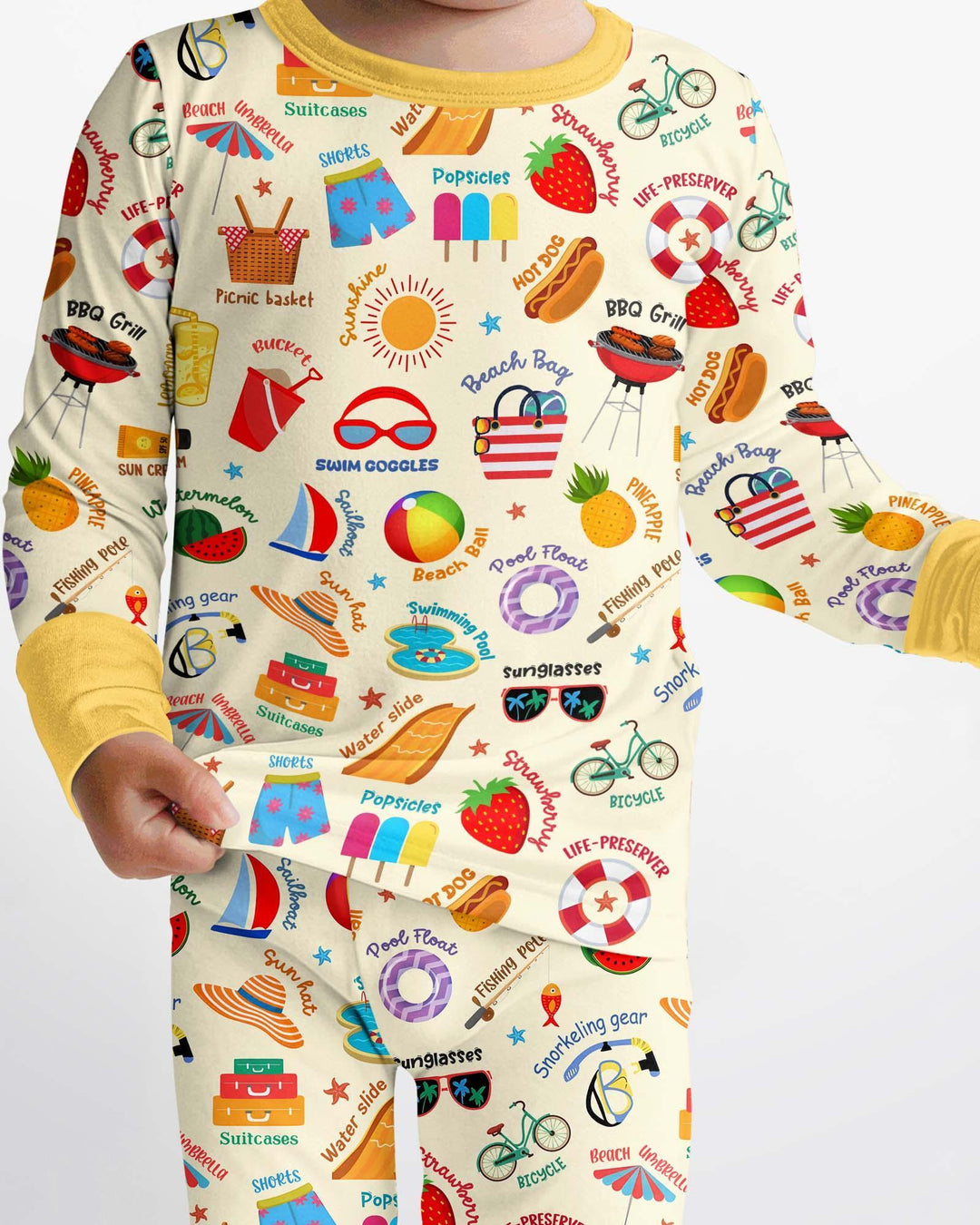 Zweiteiliges Langarm-Pyjama-Set mit Sommerfrüchten
