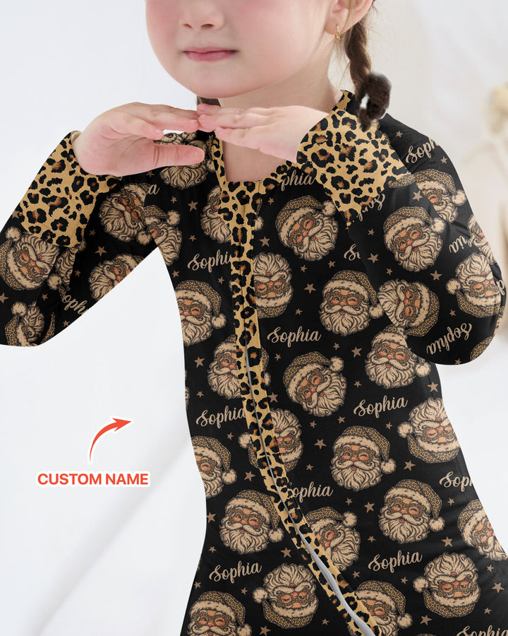 Custom Name Vintage Leopard Santa Bamboo Convertible Zippy