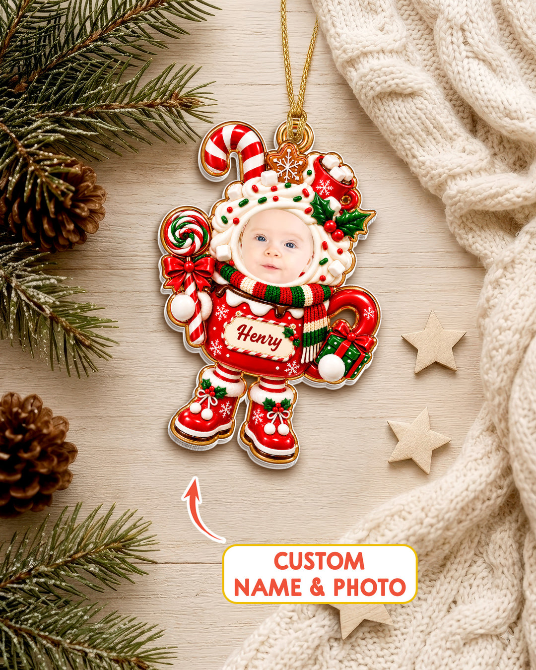 Candy Cane Cutie Acrylic Ornament