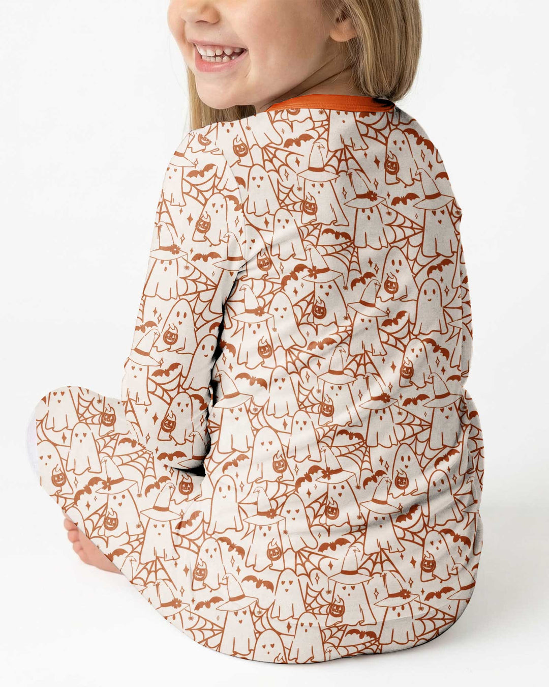 Boo Trick or Treat Ghosts Halloween Bamboo Two Piece Long Sleeve Pajama Set