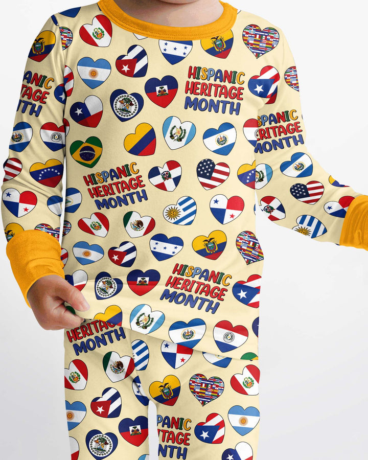 Country Flags Hispanic Heritage Month Bamboo Two Piece Long Sleeve Pajama Set