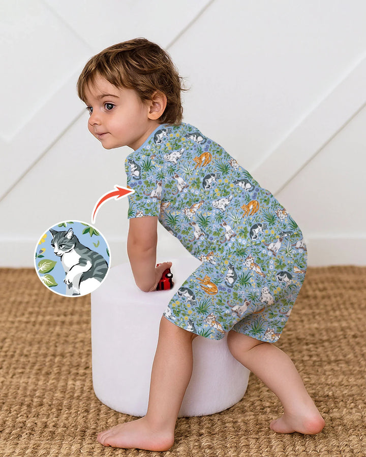 Template Zweiteiliges Pyjama-Set mit kurzen Ärmeln und Shorts