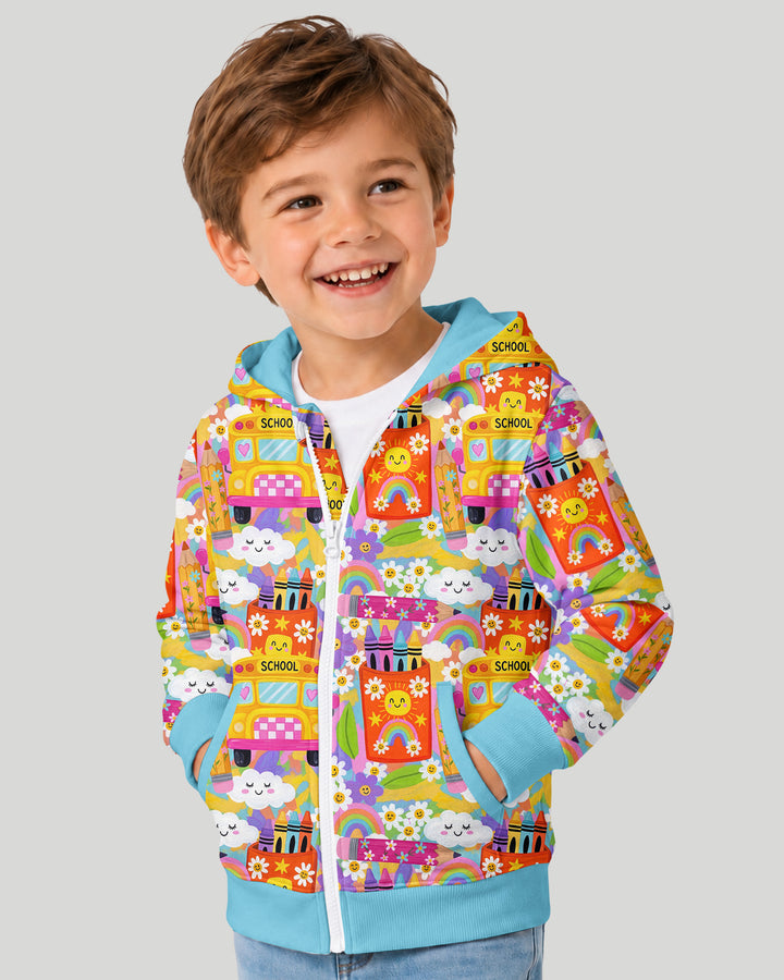 Retro Happy Classroom Bamboo Zip Hoodie