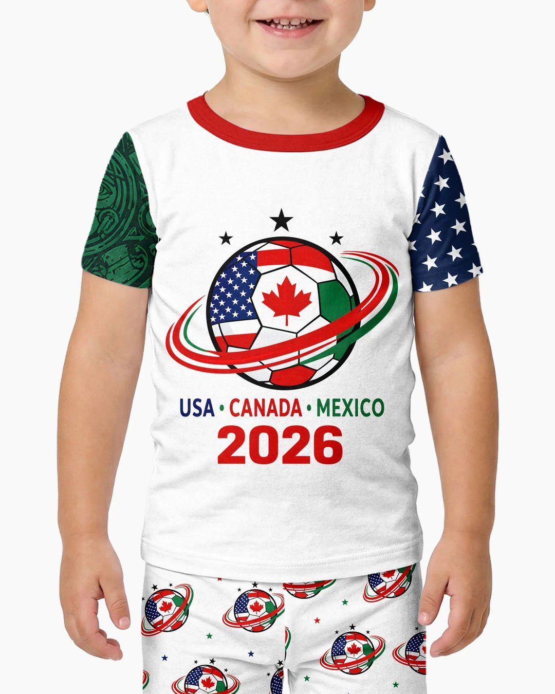 Soccer Cup USA Canada Mexico Bamboo Two Piece Short Sleeve Pajama Set