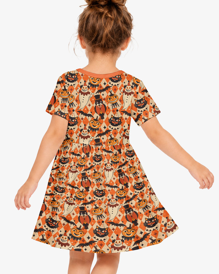 Vintage Halloween Carnival Bamboo Twirl Dress