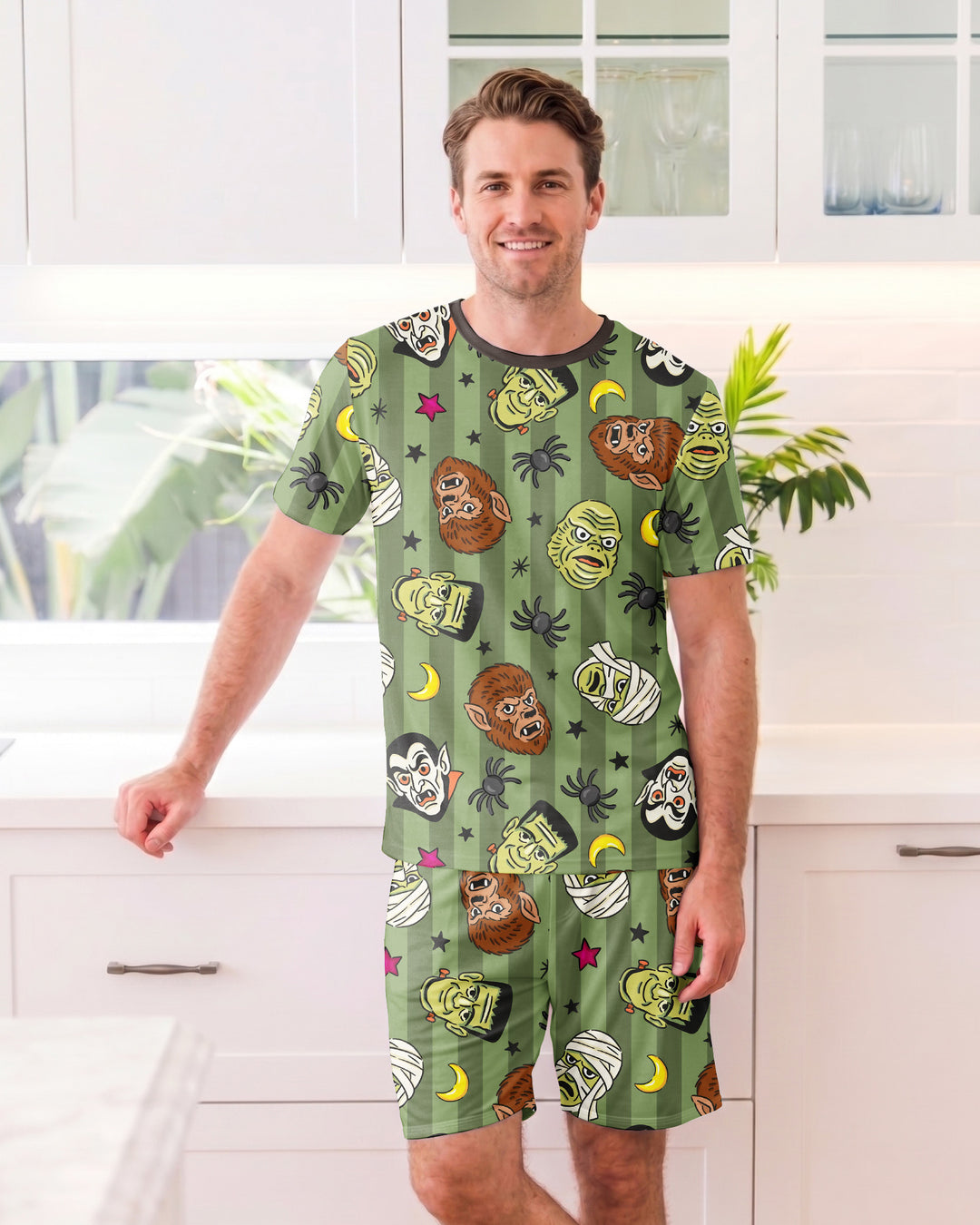 Creepy Crew Family Matching Bamboo Men Short Sleeve Short Pajama Set