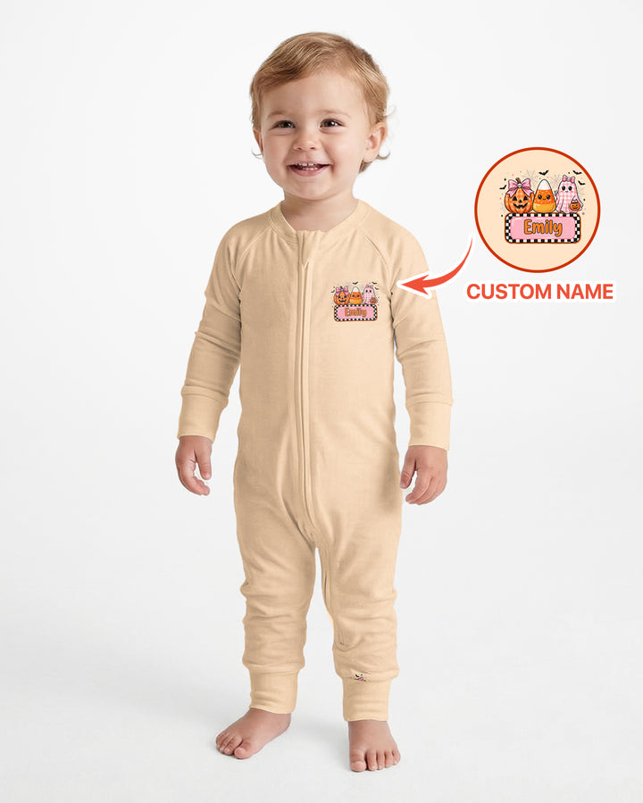 Personalized Spooky Baby Pink Halloween Bamboo Convertible Zippy