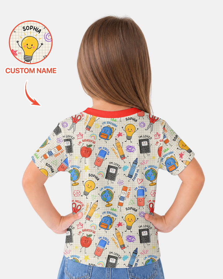 School Squad Custom Name Bamboo Crewneck T-Shirt
