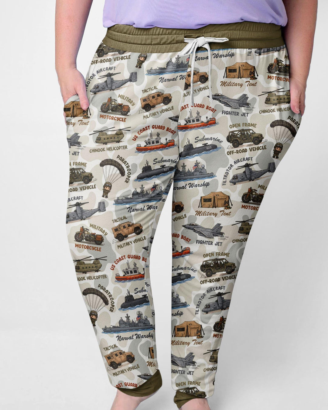 Schlafanzugset aus Bambus für Damen mit passendem Militärfamilien-Motiv „Little Hero“
