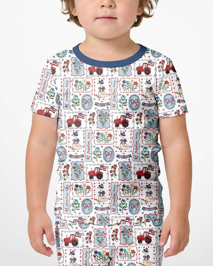 Template Zweiteiliges Pyjama-Set mit kurzen Ärmeln und Shorts