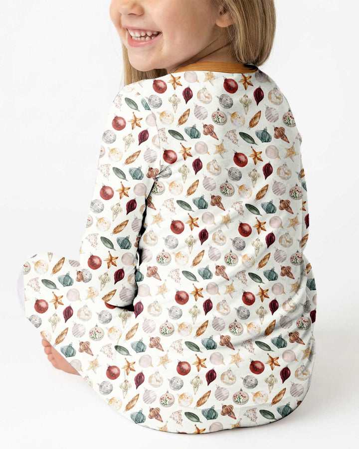 Watercolor Christmas Ornaments Bamboo Two Piece Long Sleeve Pajama Set