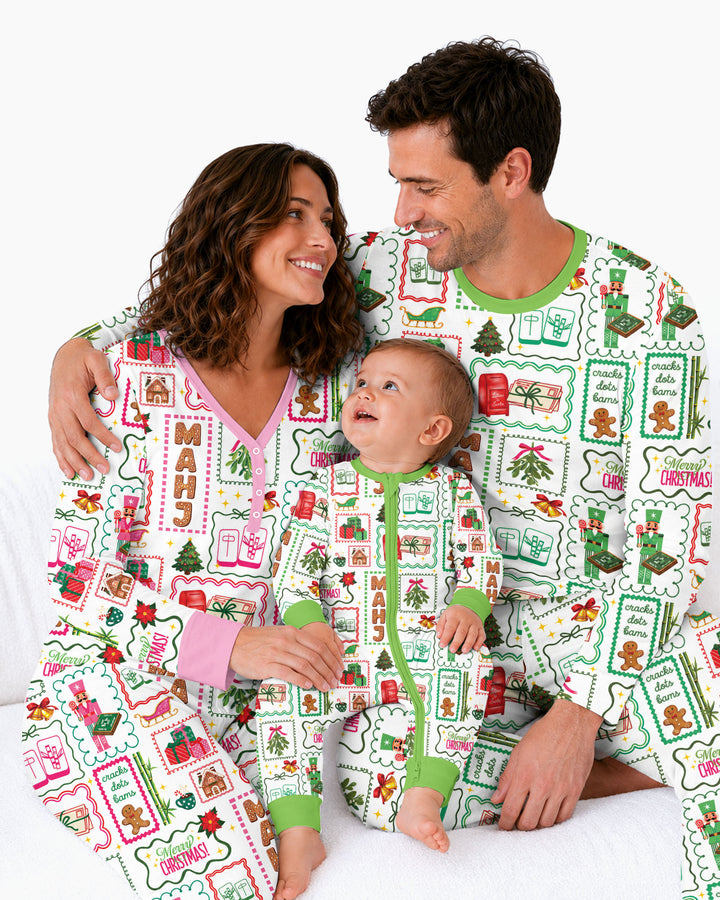 Preppy Christmas Mahjong Bamboo Women Pajama Set