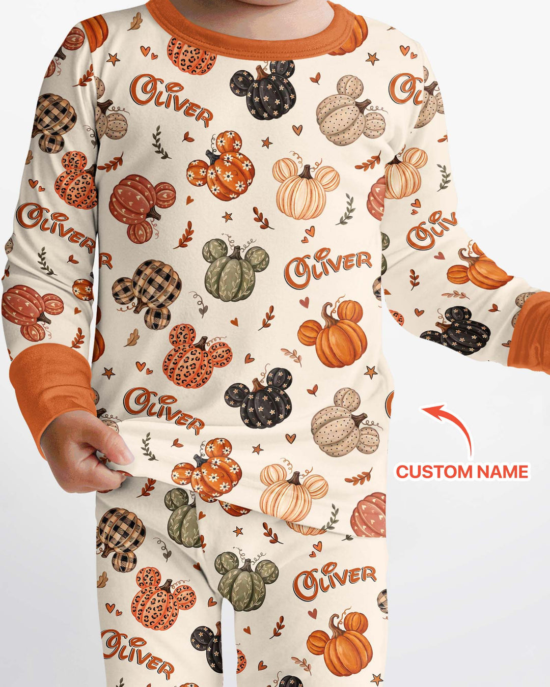 Custom Name Preppy Fall Mouse Bamboo Two Piece Long Sleeve Pajama Set