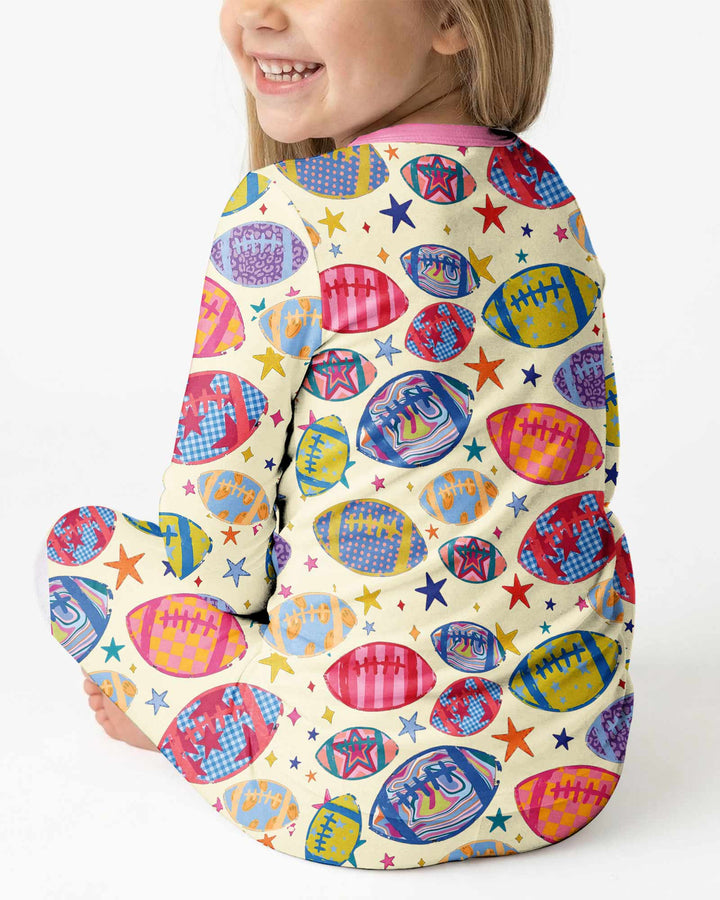 Football Season Bamboo Two Piece Long Sleeve Pajama Set