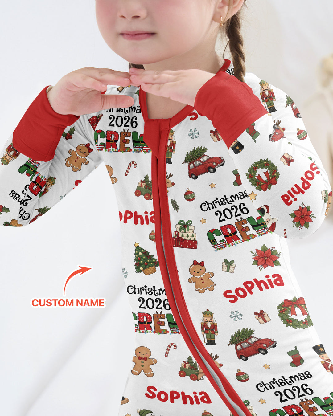 Custom Name Christmas 2026 Crew Bamboo Convertible Zippy