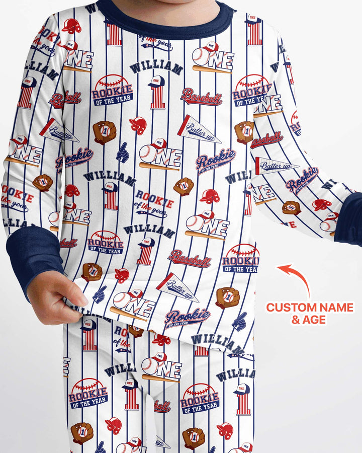 Baseball Birthday Boy Bamboo Two Piece Long Sleeve Pajama Set