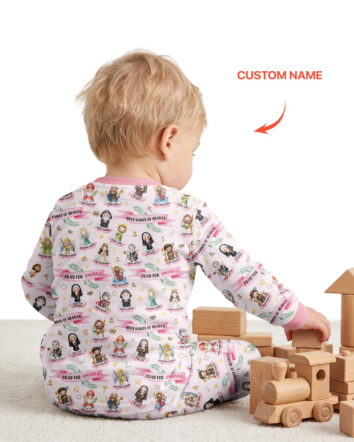 Holy Saints of Heaven Custom Name Bamboo Two Piece Long Sleeve Pajama Set