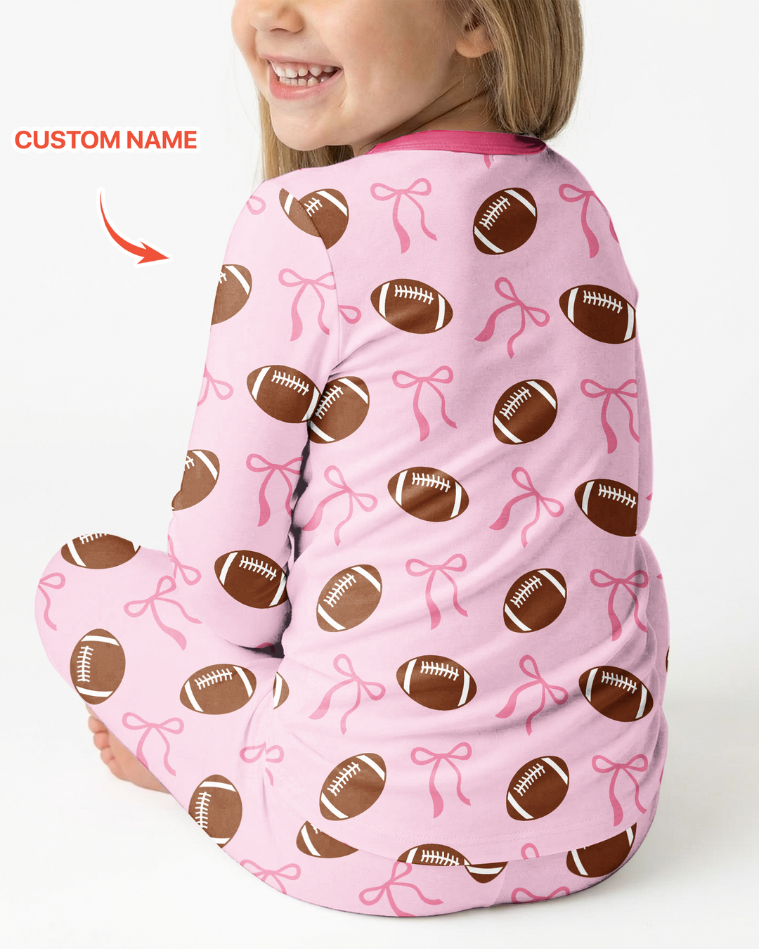 Custom Name Cutest Football Fan Bamboo Two Piece Long Sleeve Pajama Set