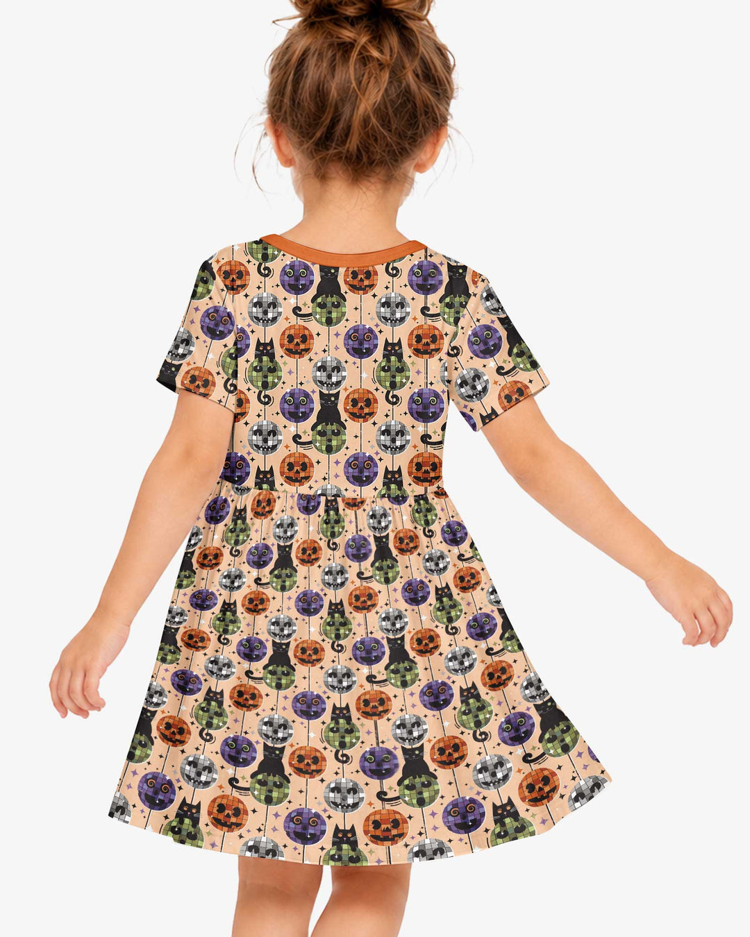 Groovy Halloween Disco Cat Bamboo Twirl Dress