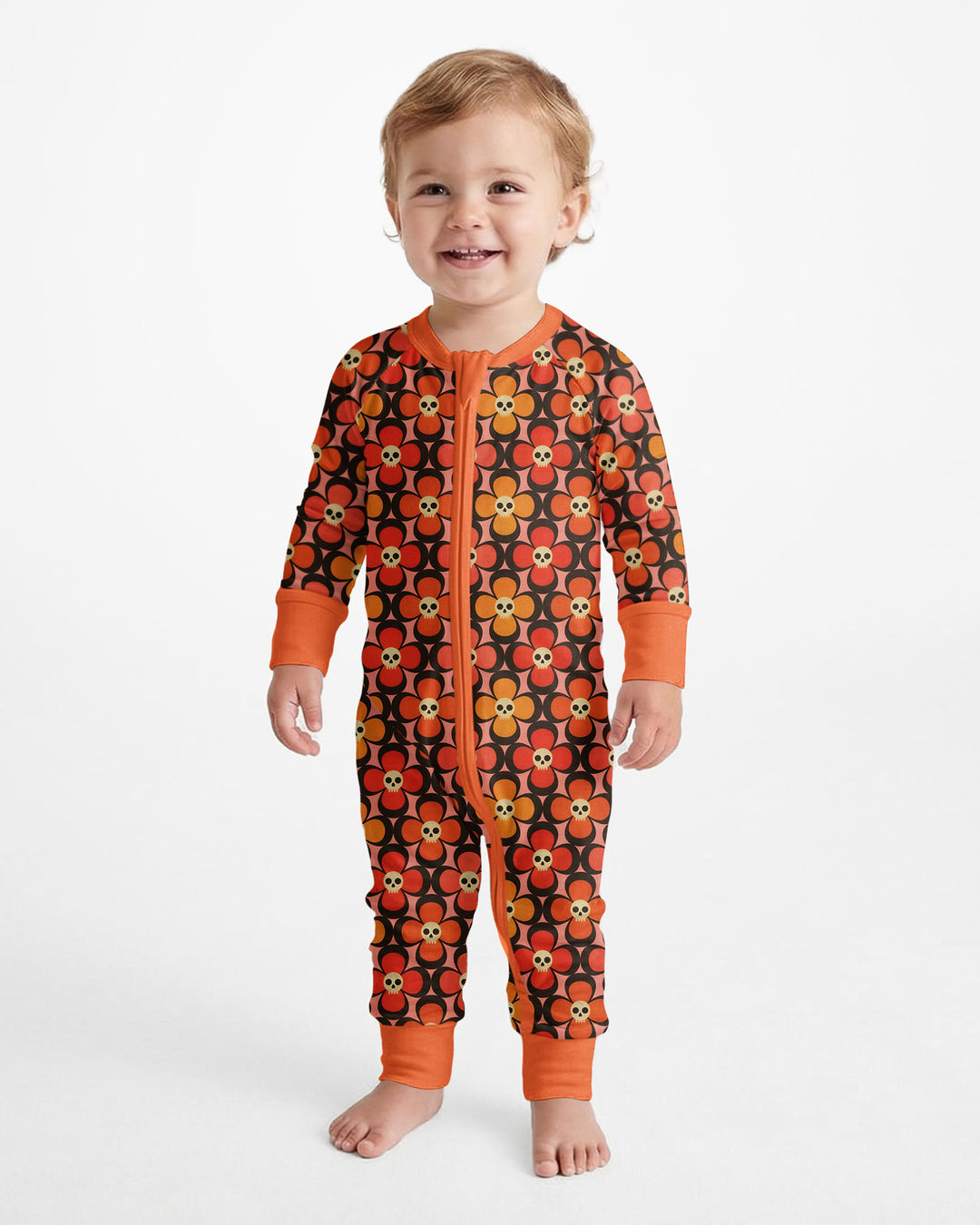 Retro Skull Flower Halloween Bamboo Convertible Zippy