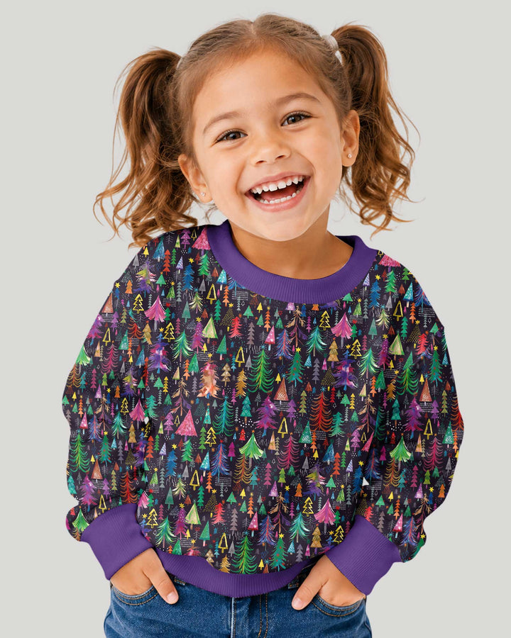 Christmas Holiday Colorful Trees Bamboo Crewneck Sweatshirt