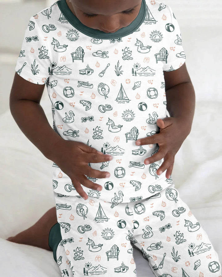 Zweiteiliges, kurzärmliges Pyjama-Set mit Marienkäfern