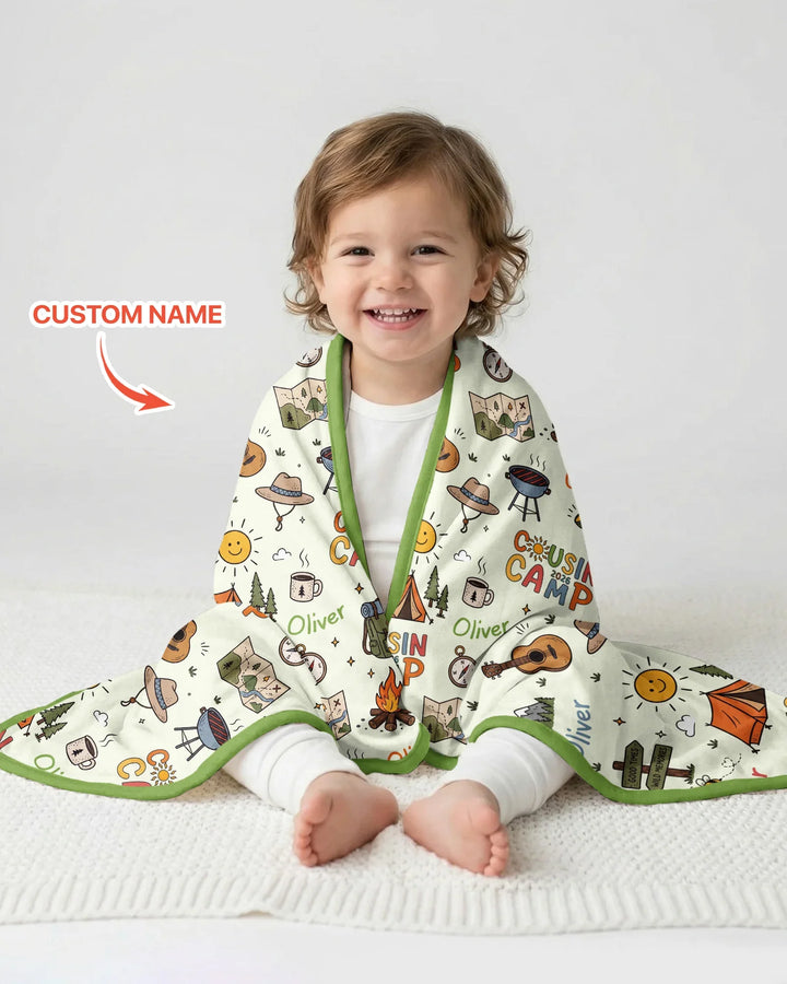 Custom Name Cousin Camp 2026 Bamboo Blanket