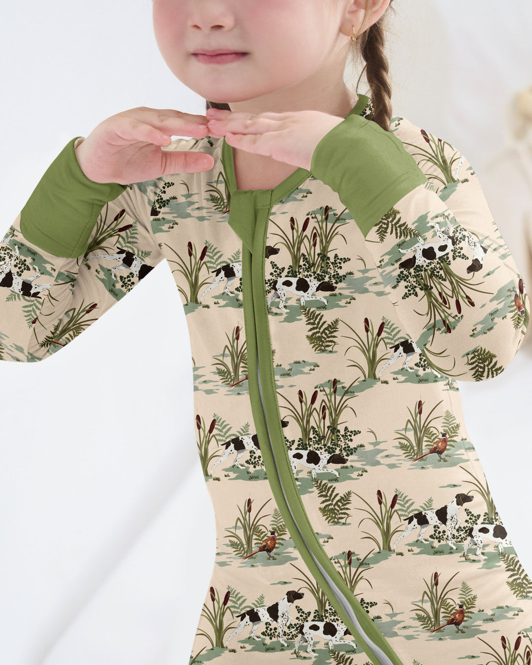 Vintage Pheasant & Hunting Dog Field Family Matching Bamboo Convertible Zippy