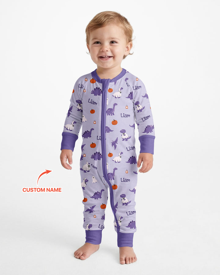 Custom Name Spooky Dinosaur Halloween - Personalized Bamboo Convertible Zippy