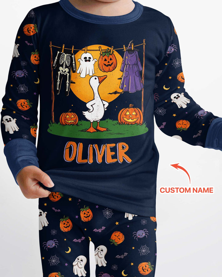 Custom Name Goose Halloween Costume Bamboo Two Piece Long Sleeve Pajama Set
