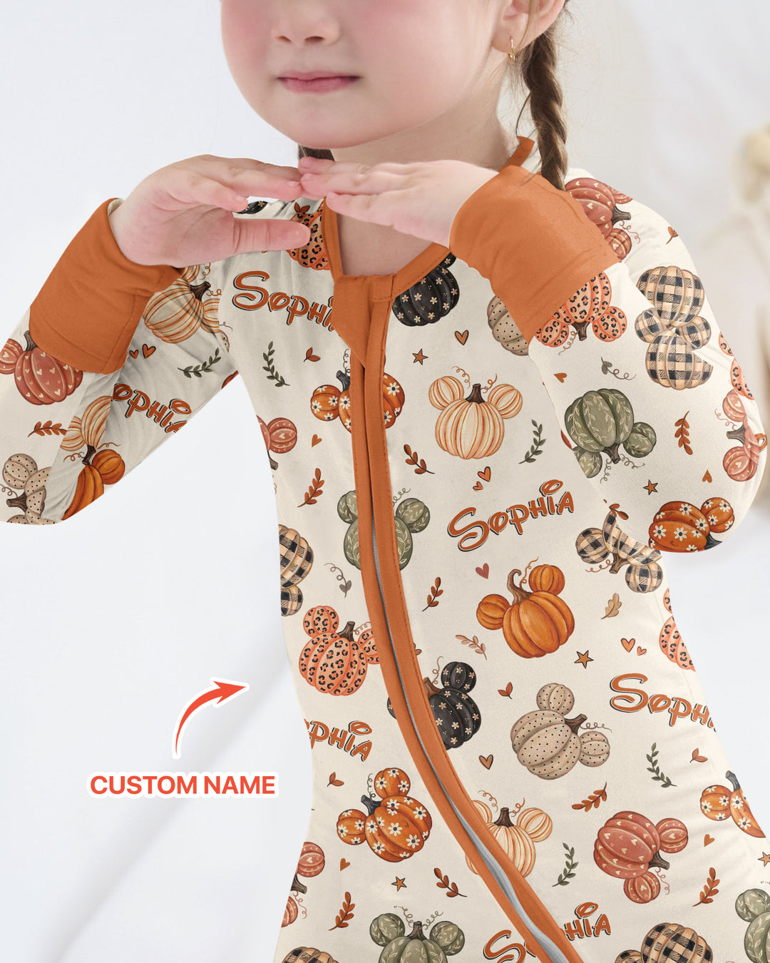 Custom Name Preppy Fall Mouse Bamboo Convertible Zippy